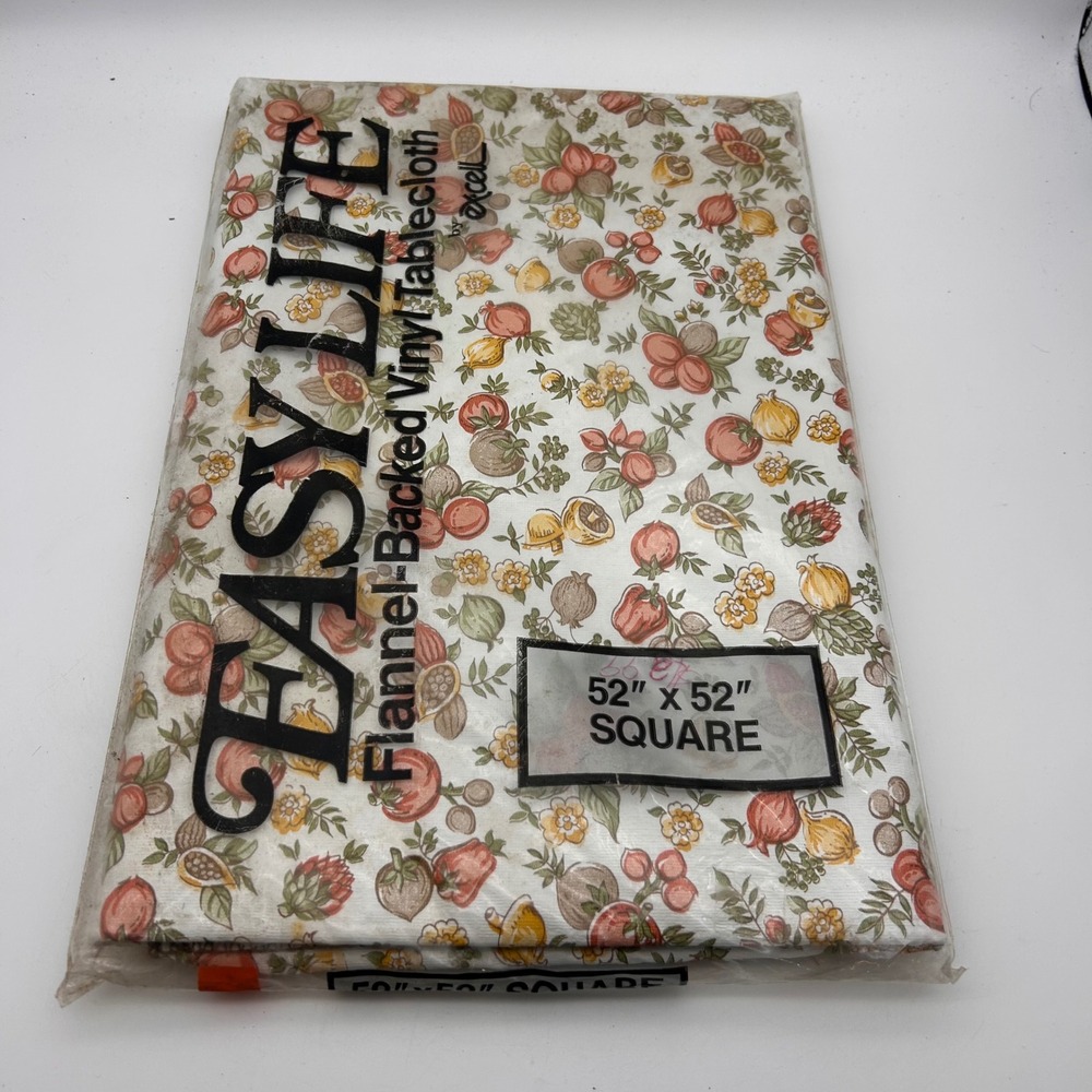 Ex-Cell Easy Life Vinyl Tablecloth Flannel Backed 52x52 Square Harvest Fruit USA